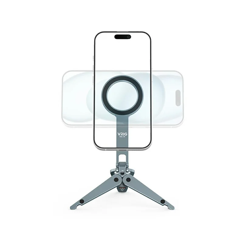 VRIG MG-34 Multifunctional Magnetic Foldable Tripod Stand Selfie Stick Desktop Phone Holder with Cold Shoe / Arca-Swiss Mount / 1 / 4" Screw Hole