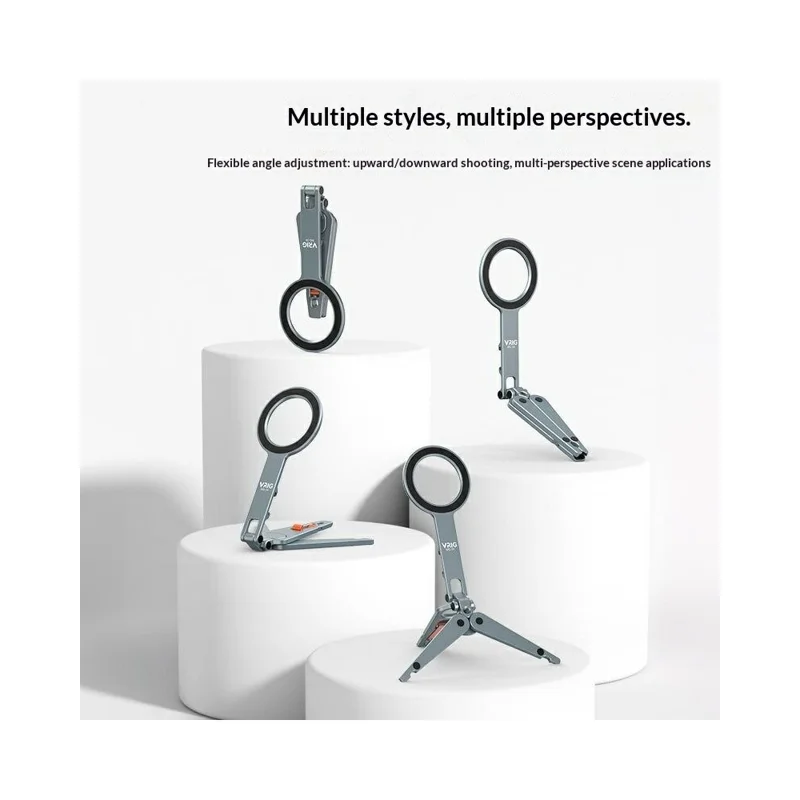 VRIG MG-34 Multifunctional Magnetic Foldable Tripod Stand Selfie Stick Desktop Phone Holder with Cold Shoe / Arca-Swiss Mount / 1 / 4" Screw Hole