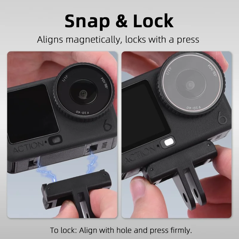 FLYMILE لجهاز DJI Osmo Nano / Action 6 محول كاميرا مغناطيسي قاعدة تركيب بمخالب مزدوجة للإطلاق السريع