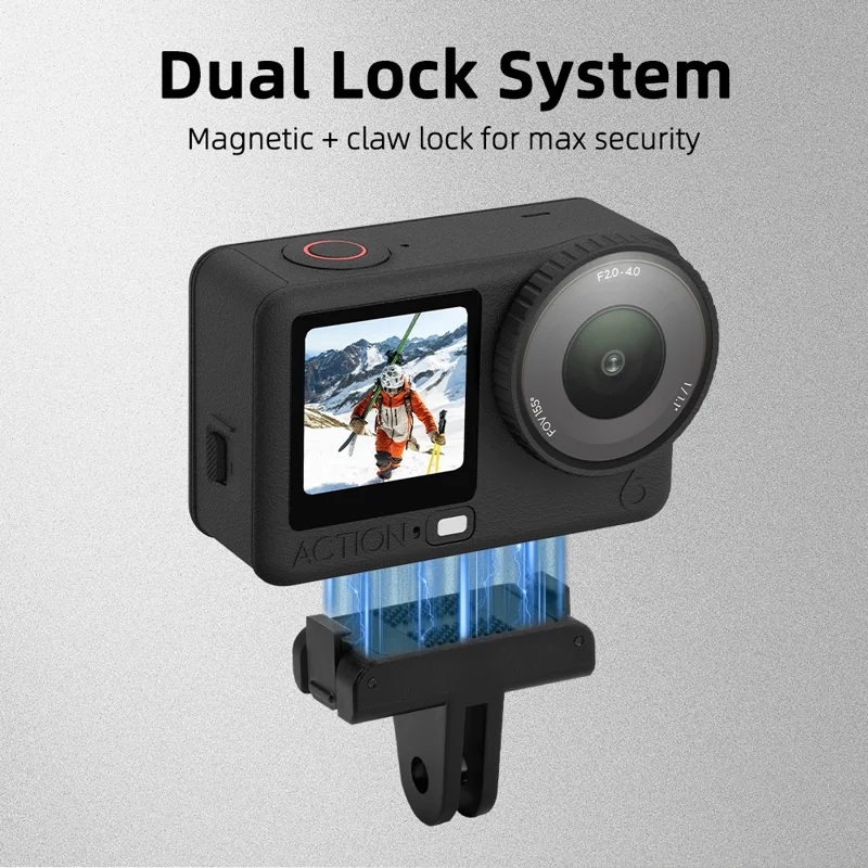 FLYMILE لجهاز DJI Osmo Nano / Action 6 محول كاميرا مغناطيسي قاعدة تركيب بمخالب مزدوجة للإطلاق السريع