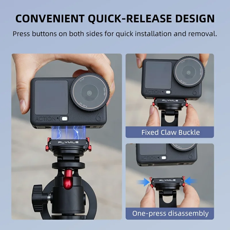 FLYMILE For DJI Osmo Action 6  /  Nano Dual-Sided Magnetic Holder Aluminum Alloy Quick-Release Magnetic Mount