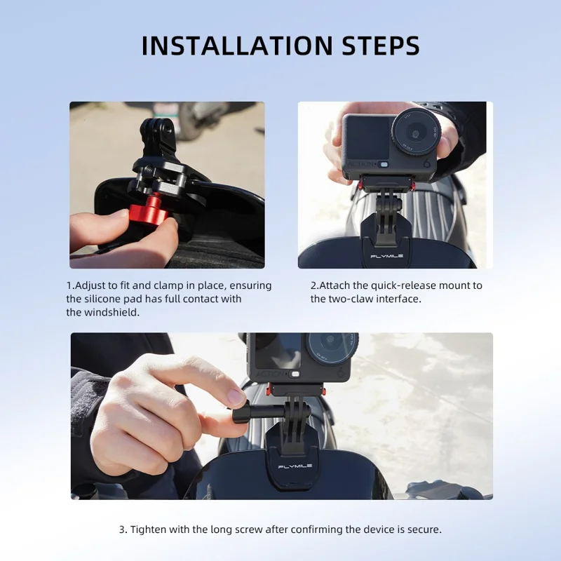 حامل دراجة نارية FLYMILE للكاميرات الرياضية، قابض ثابت