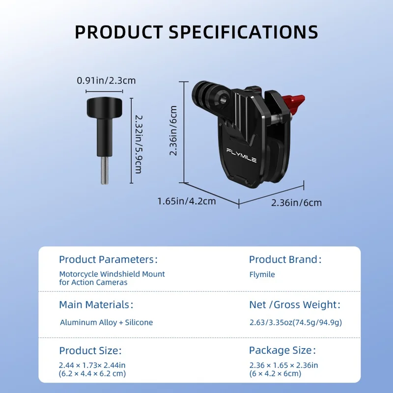 حامل دراجة نارية FLYMILE للكاميرات الرياضية، قابض ثابت