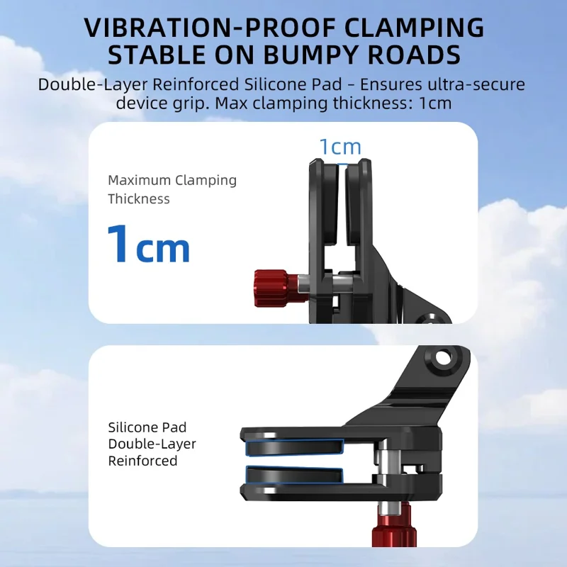 حامل دراجة نارية FLYMILE للكاميرات الرياضية، قابض ثابت