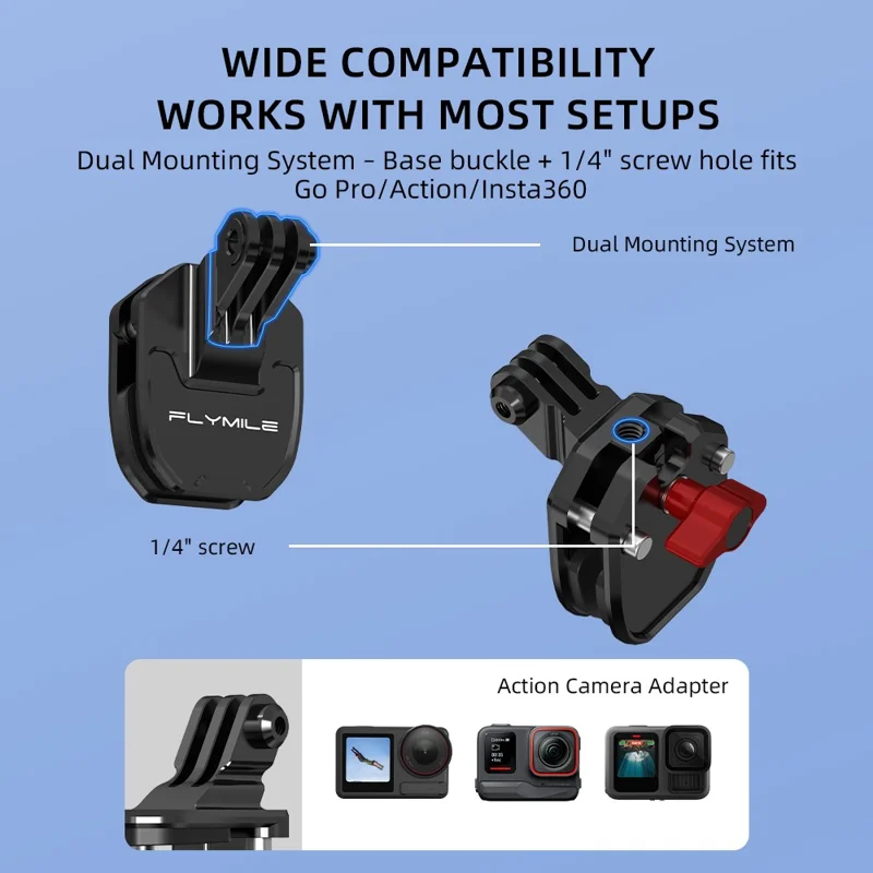 حامل دراجة نارية FLYMILE للكاميرات الرياضية، قابض ثابت