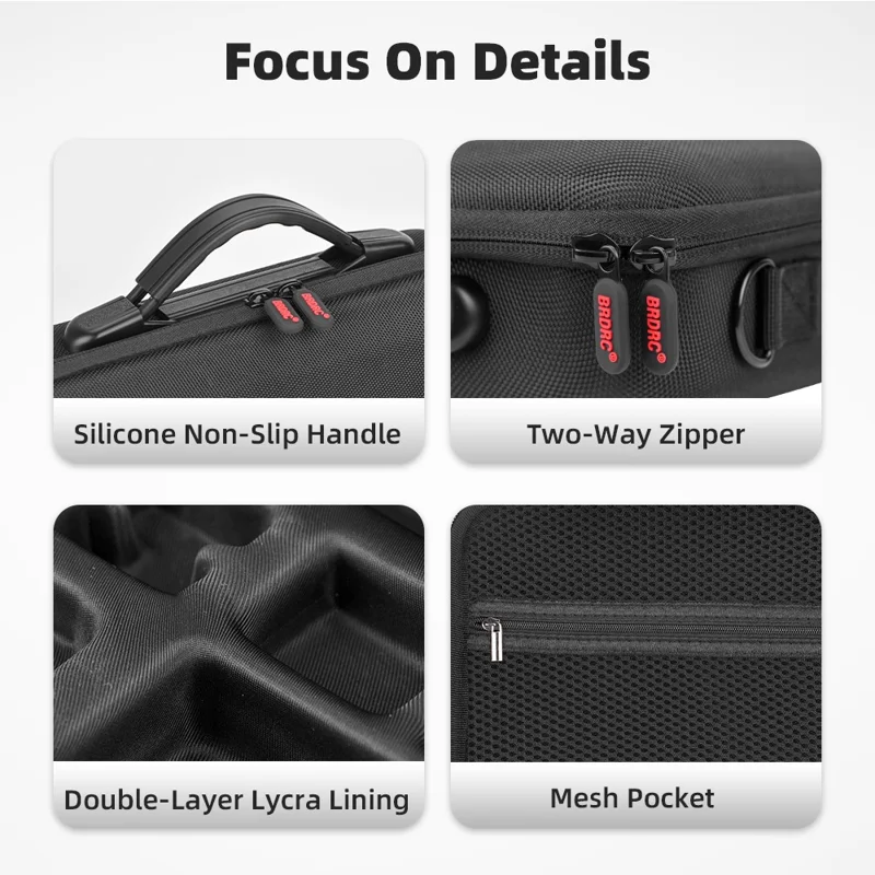 BRDRC For DJI Osmo Action 6 Storage Case Precision Molded Waterproof Shockproof Bag with Shoulder Strap - Black