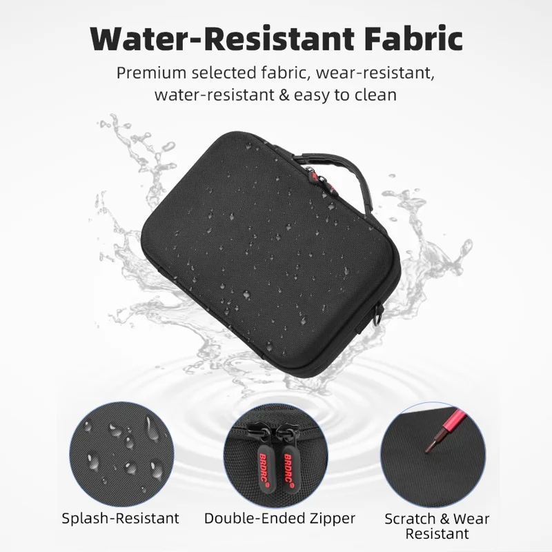 BRDRC For DJI Osmo Action 6 Storage Case Precision Molded Waterproof Shockproof Bag with Shoulder Strap - Black
