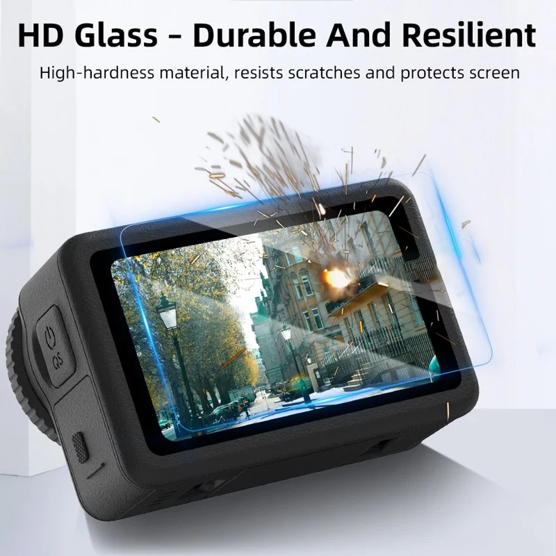 FLYMILE For DJI Osmo Action 6 Front and Rear Screen Protector Tempered Glass Lens Film with Application Tool Set