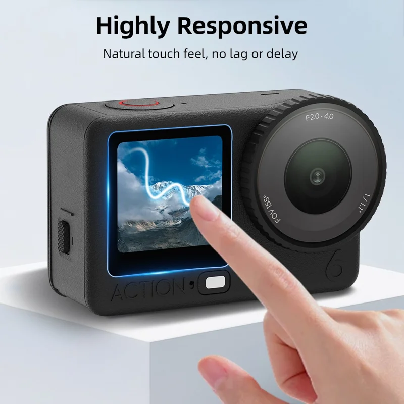 FLYMILE For DJI Osmo Action 6 Front and Rear Screen Protector Tempered Glass Lens Film with Application Tool Set