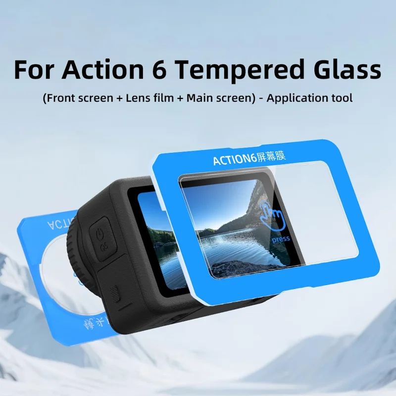 FLYMILE For DJI Osmo Action 6 Front and Rear Screen Protector Tempered Glass Lens Film with Application Tool Set