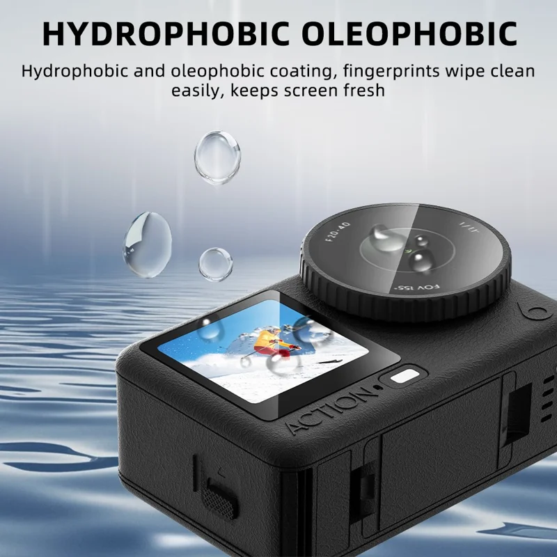 FLYMILE For DJI Osmo Action 6 Front and Rear Screen Protector Tempered Glass Lens Film with Application Tool Set