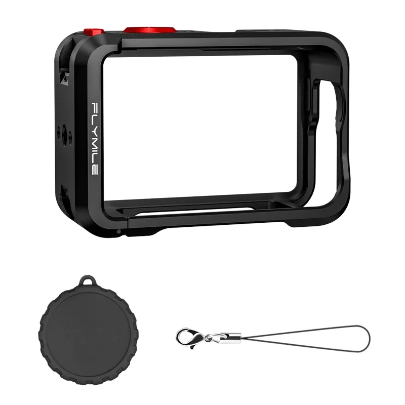 FLYMILE Single Opening Camera Cage for DJI Osmo Action 6 Protective Metal Frame with Cold Shoe and 1  /  4" Thread