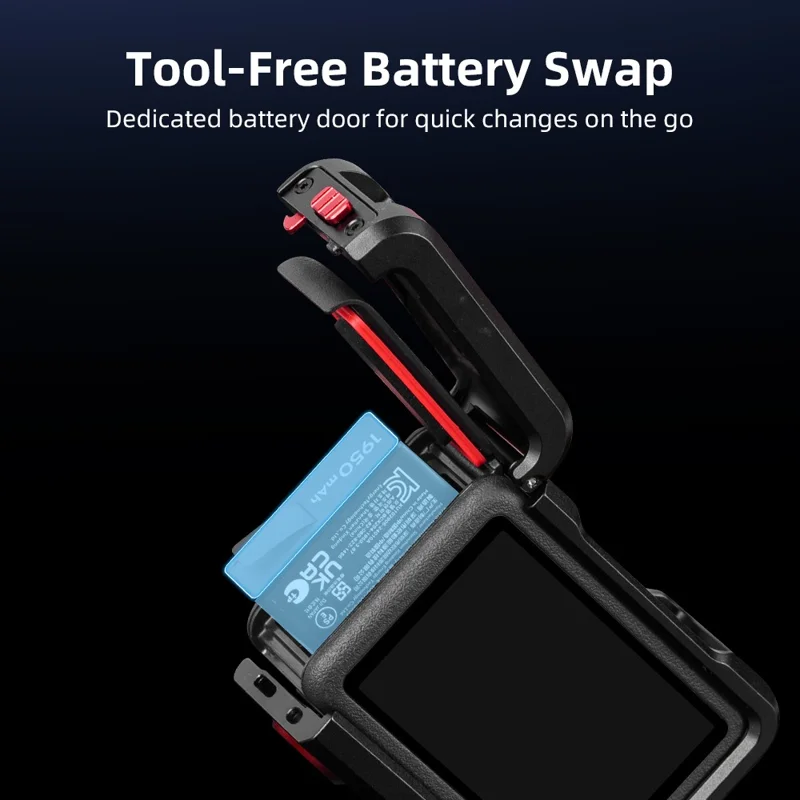 FLYMILE Single Opening Camera Cage for DJI Osmo Action 6 Protective Metal Frame with Cold Shoe and 1  /  4" Thread