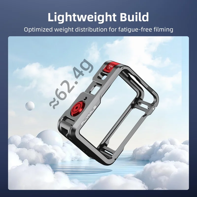 FLYMILE Double Opening Camera Cage for DJI Osmo Action 6 Protective Metal Frame with Cold Shoe and 1  /  4" Thread