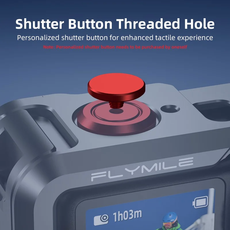 FLYMILE Double Opening Camera Cage for DJI Osmo Action 6 Protective Metal Frame with Cold Shoe and 1  /  4" Thread