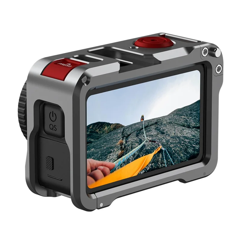 FLYMILE Double Opening Camera Cage for DJI Osmo Action 6 Protective Metal Frame with Cold Shoe and 1  /  4" Thread