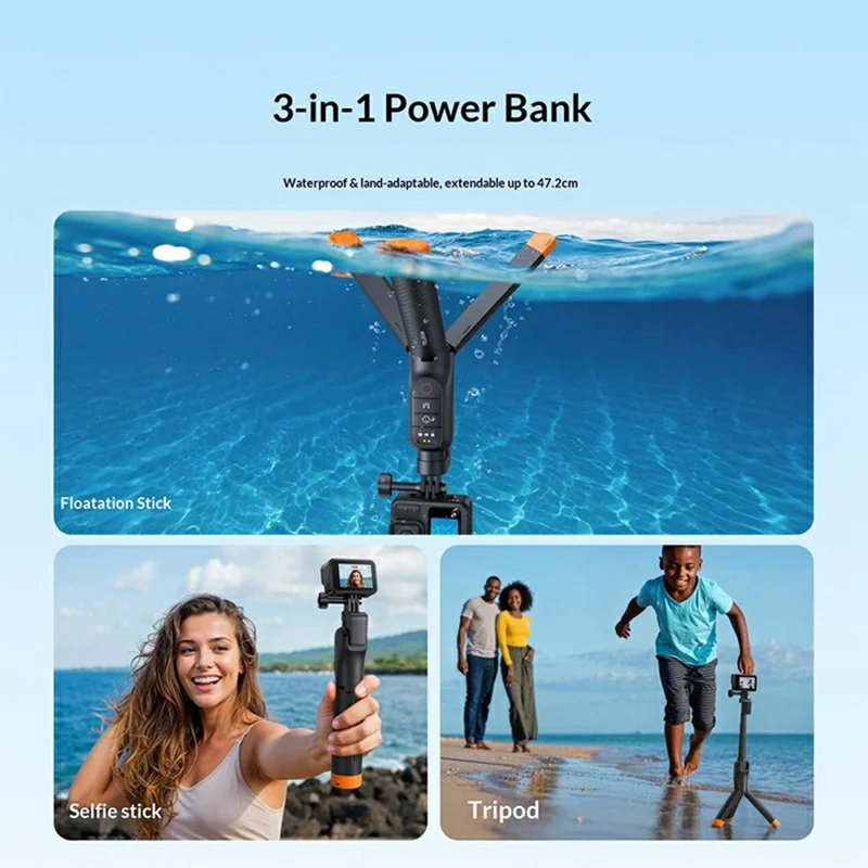 TELESIN S1-TSS-07 Floating Selfie Stick for GoPro MAX / 13 / 12 / 11 / 10 / 9 Underwater Photography Extendable Tripod with Bluetooth-compatible Remote