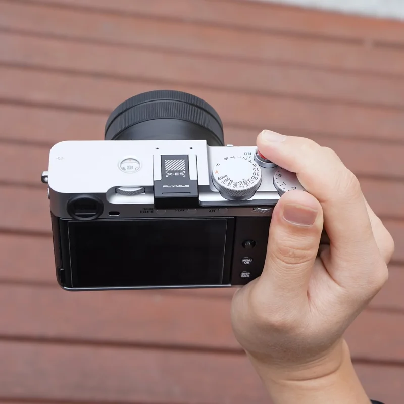 FLYMILE Thumb Grip for Fujifilm X-E5 Camera Thumbs Up Rest Hand Grip with Hot Shoe Cover - Silver