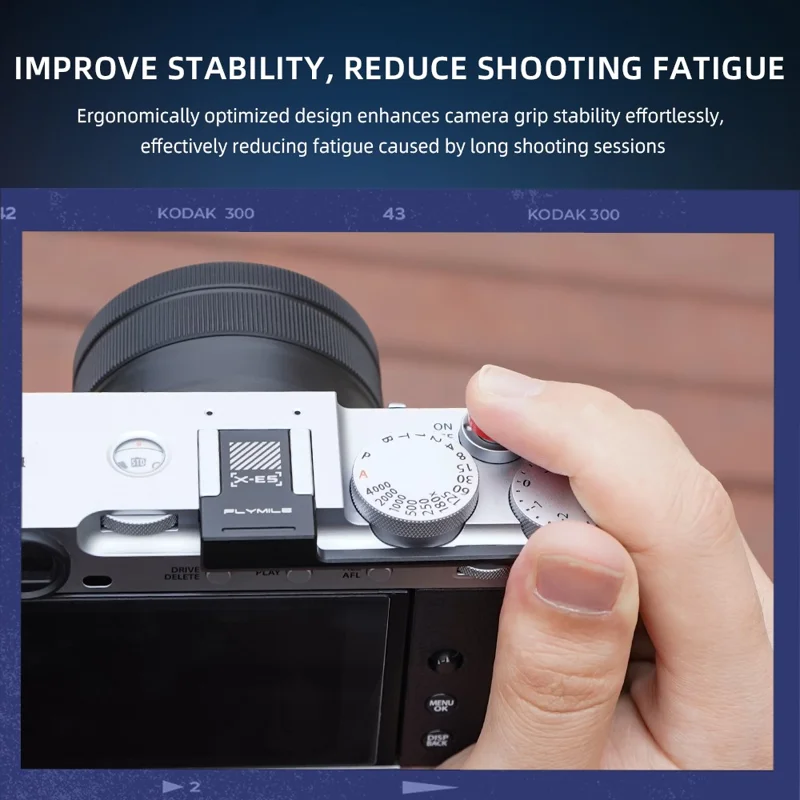 FLYMILE Thumb Grip for Fujifilm X-E5 Camera Thumbs Up Rest Hand Grip with Hot Shoe Cover - Silver