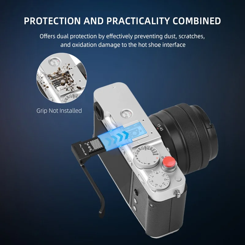 FLYMILE Thumb Grip for Fujifilm X-E5 Camera Thumbs Up Rest Hand Grip with Hot Shoe Cover - Silver