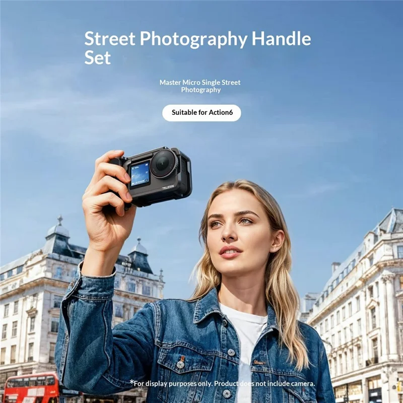 TELESIN For DJI Osmo Action 6 Street Photography Handle Kit Aluminum Alloy Quick-Release Camera Cage with TF Card Slot