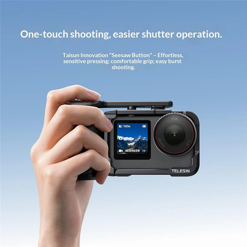 TELESIN For DJI Osmo Action 6 Street Photography Handle Kit Aluminum Alloy Quick-Release Camera Cage with TF Card Slot