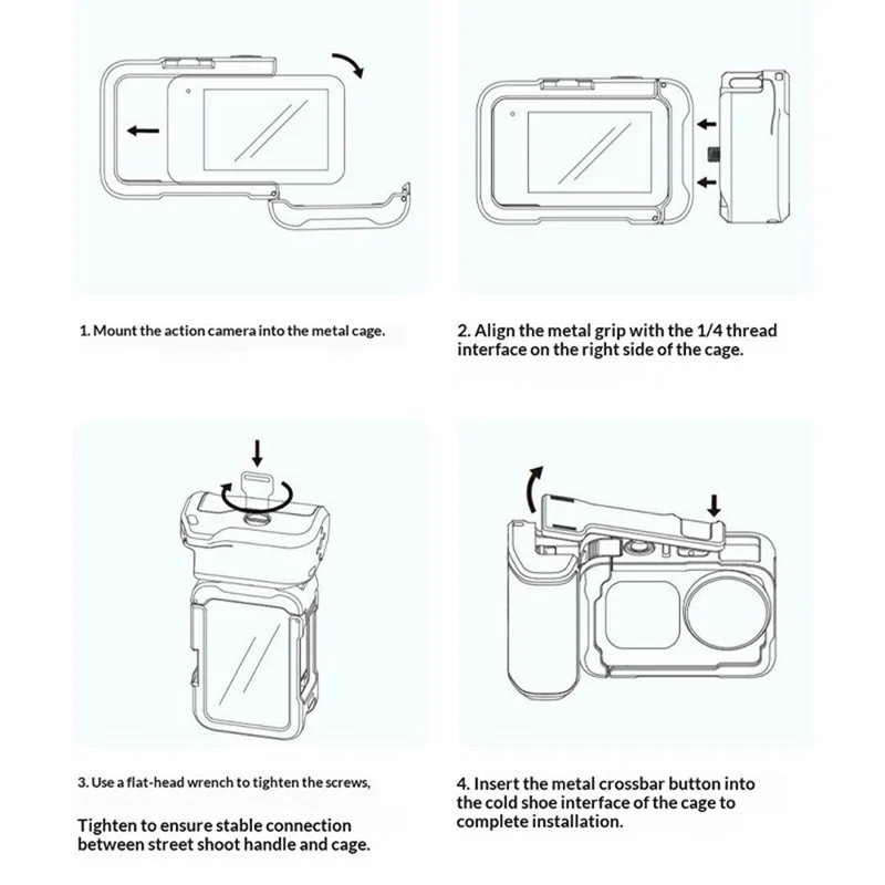 TELESIN For DJI Osmo Action 6 Street Photography Handle Kit Aluminum Alloy Quick-Release Camera Cage with TF Card Slot