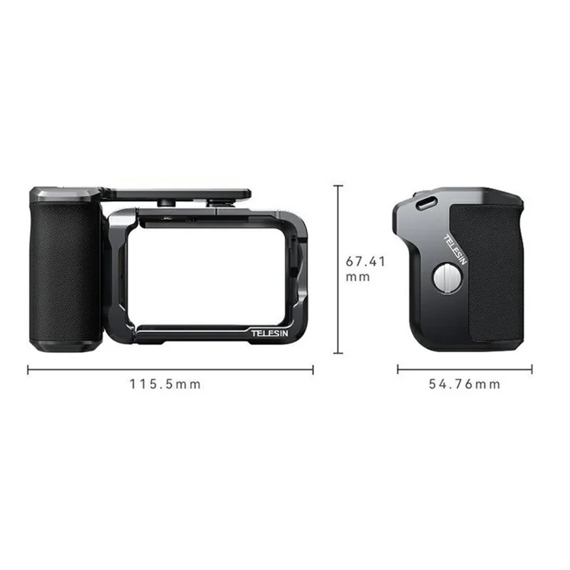 TELESIN For DJI Osmo Action 6 Street Photography Handle Kit Aluminum Alloy Quick-Release Camera Cage with TF Card Slot