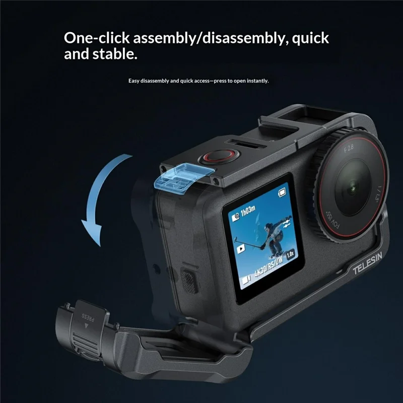 TELESIN S6-FMS-35-TDJ For DJI Osmo Action 6 Aluminum Alloy Camera Cage Ultra Light Shockproof Action Camera Protective Case