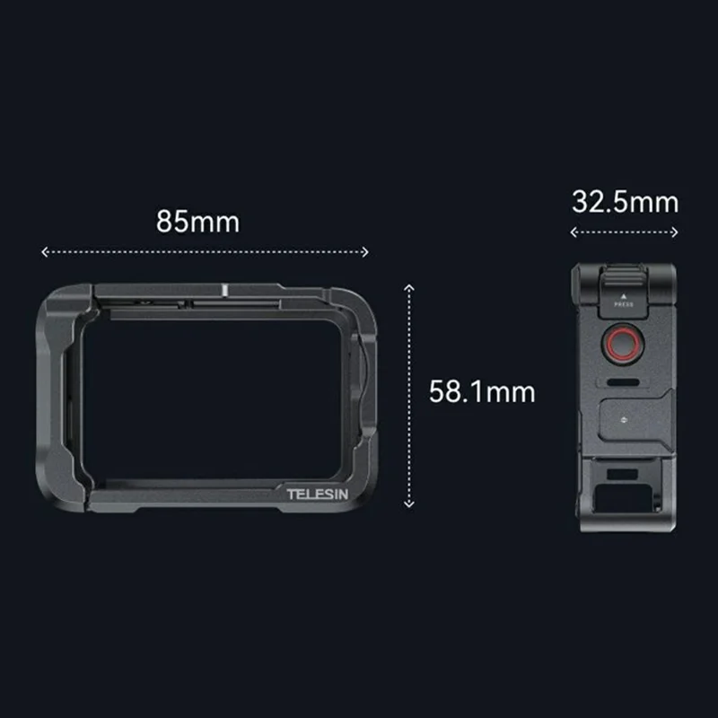 TELESIN S6-FMS-35-TDJ For DJI Osmo Action 6 Aluminum Alloy Camera Cage Ultra Light Shockproof Action Camera Protective Case