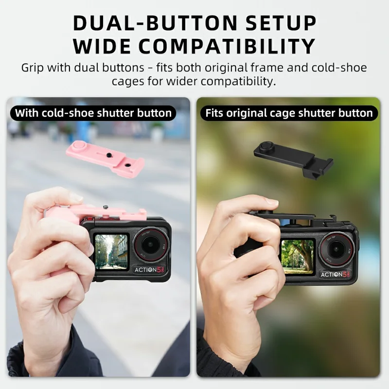 FLYMILE Pour DJI Osmo Action 3 / 4 / 5 Pro Cage Poignée à Déclencheur Poignée Magnétique à Démontage Rapide avec Bouton de Déclenchement Réglable