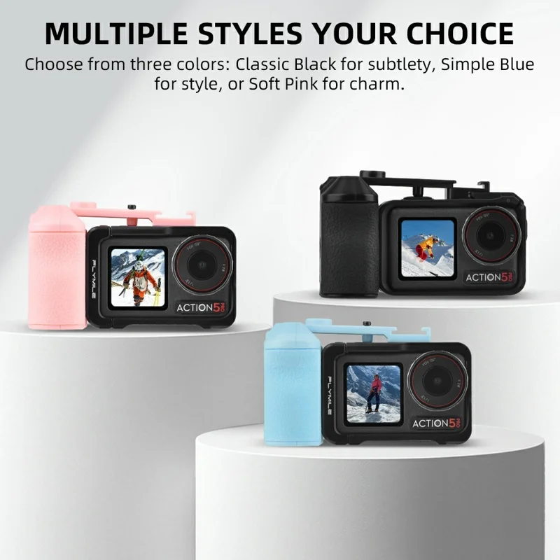 FLYMILE Pour DJI Osmo Action 3 / 4 / 5 Pro Cage Poignée à Déclencheur Poignée Magnétique à Démontage Rapide avec Bouton de Déclenchement Réglable