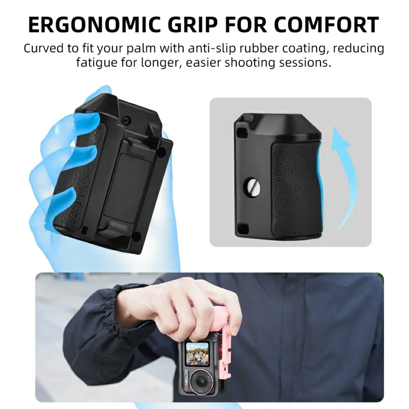 FLYMILE Pour DJI Osmo Action 3 / 4 / 5 Pro Cage Poignée à Déclencheur Poignée Magnétique à Démontage Rapide avec Bouton de Déclenchement Réglable