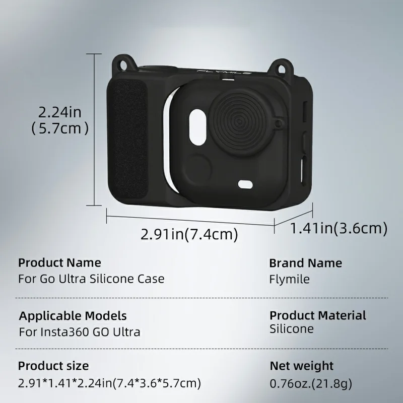 FLYMILE Capa de Silicone para Insta360 Go Ultra Capa Protetora com Proteção Total 360° Compatível com Sistema Magnético de Libertação Rápida