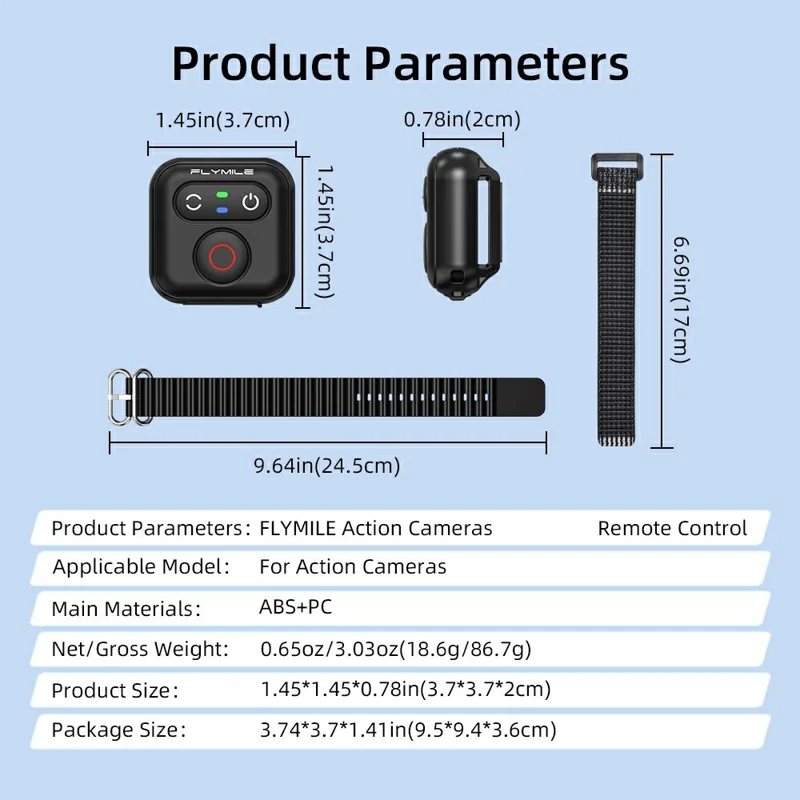 FLYMILE Wireless Controller Wrist Strap for Insta360  /  GoPro  /  Phone Bluetooth-compatible Remote Control