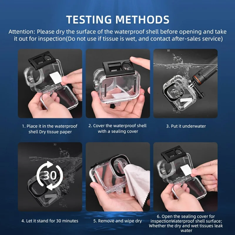 For DJI Osmo Action 6 60m Depth Camera Waterproof Case Transparent PC + Tempered Glass Anti Fog Underwater Housing