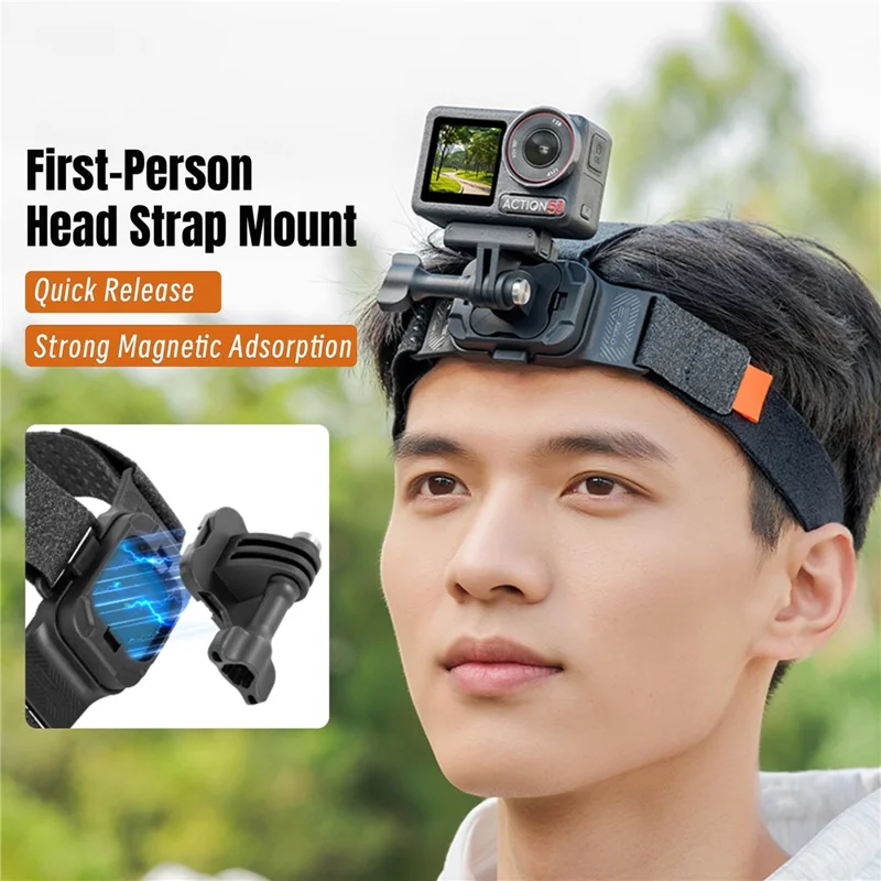 Supporto per Cinghia per la Testa STARTRC, Supporto Magnetico con Rilascio Rapido per Fotocamera Sportiva per Riprese in Prima Persona