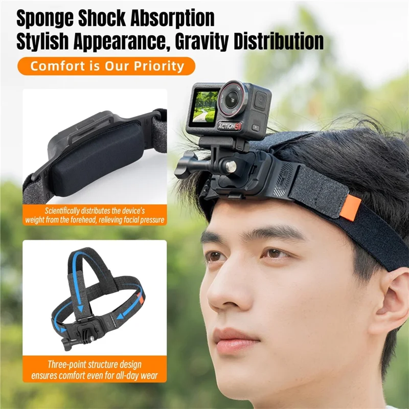 Supporto per Cinghia per la Testa STARTRC, Supporto Magnetico con Rilascio Rapido per Fotocamera Sportiva per Riprese in Prima Persona