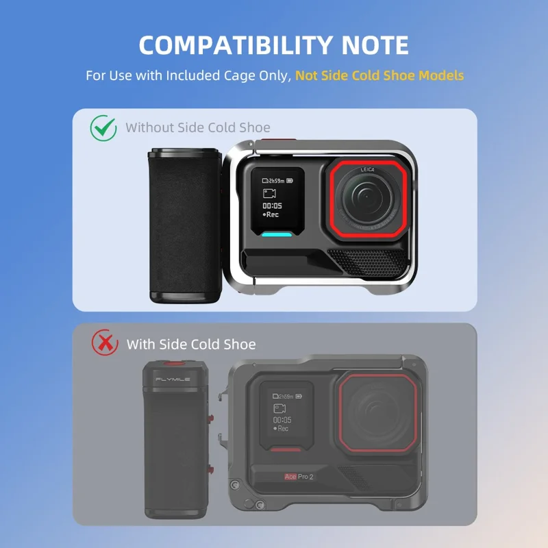 Kit de Punho de Rua Bluetooth FLYMILE para Insta360 Ace Pro 2 / Ace Pro / X5, Punho Ergonómico com Libertação Rápida