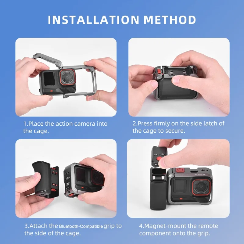 Kit de Punho de Rua Bluetooth FLYMILE para Insta360 Ace Pro 2 / Ace Pro / X5, Punho Ergonómico com Libertação Rápida