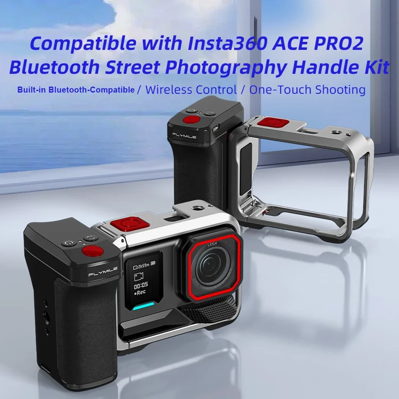 Kit de Punho de Rua Bluetooth FLYMILE para Insta360 Ace Pro 2 / Ace Pro / X5, Punho Ergonómico com Libertação Rápida
