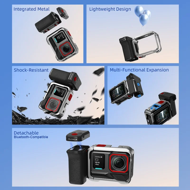 Kit de Punho de Rua Bluetooth FLYMILE para Insta360 Ace Pro 2 / Ace Pro / X5, Punho Ergonómico com Libertação Rápida