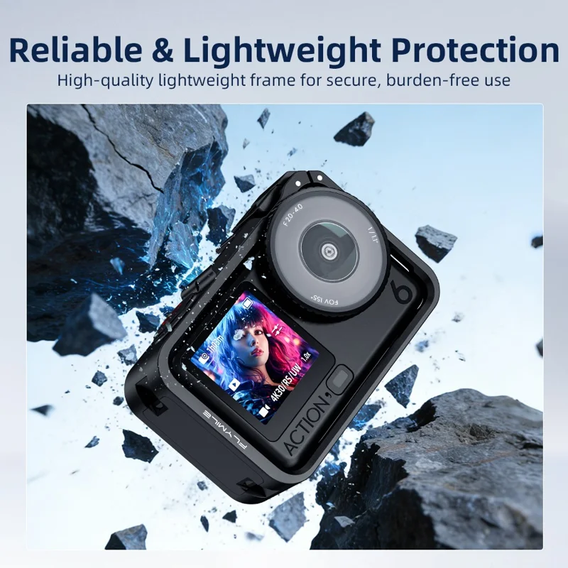 FLYMILE For DJI Osmo Action 6 Rabbit Cage Magnetic Quick Release Plastic Camera Protective Frame