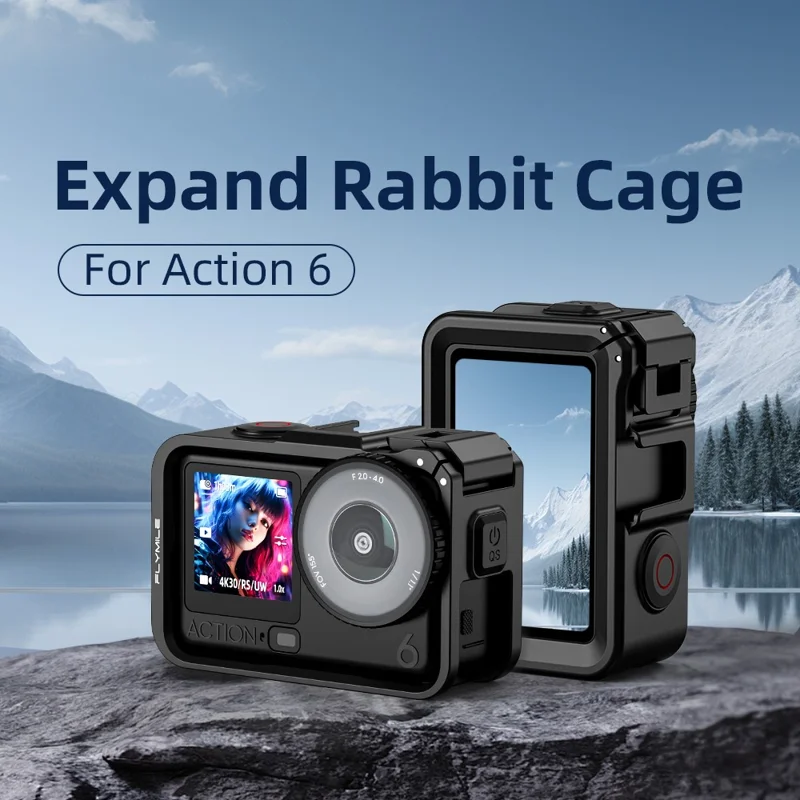 FLYMILE For DJI Osmo Action 6 Rabbit Cage Magnetic Quick Release Plastic Camera Protective Frame