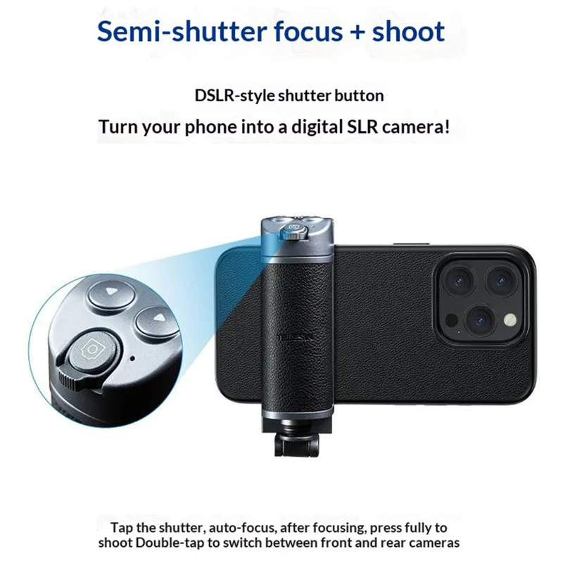 TELESIN P1-MP-01 Bluetooth-compatible Phone Grip Extendable Selfie Stick with Remote for iPhone  /  Android