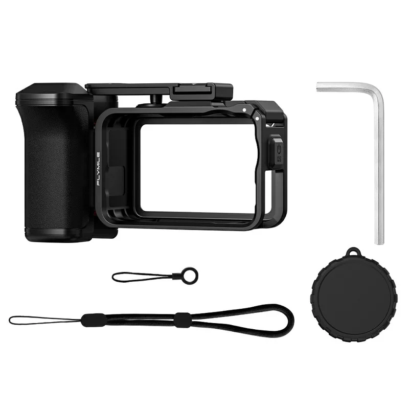 FLYMILE For DJI Osmo Action 6 Street Photography Handle Set Modular Design Magnetic Quick Release Cold Shoe Mount - Black