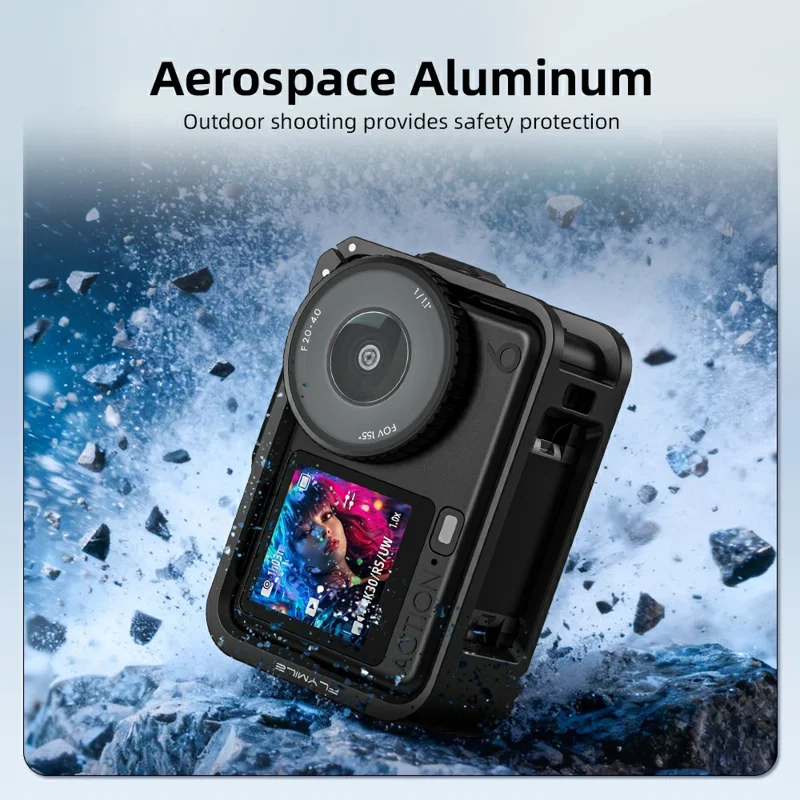 FLYMILE For DJI Osmo Action 6 Street Photography Handle Set Modular Design Magnetic Quick Release Cold Shoe Mount - Black