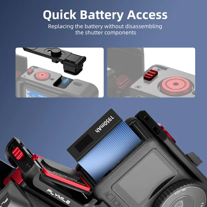 FLYMILE til DJI Osmo Action 6 Plastik Street Photography Håndtagssæt med Hurtigløsningssokkel Justérbar Udløser - Sort