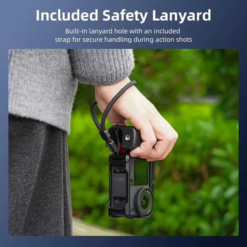 FLYMILE til DJI Osmo Action 6 Plastik Street Photography Håndtagssæt med Hurtigløsningssokkel Justérbar Udløser - Sort