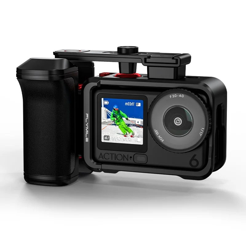 FLYMILE til DJI Osmo Action 6 Plastik Street Photography Håndtagssæt med Hurtigløsningssokkel Justérbar Udløser - Sort